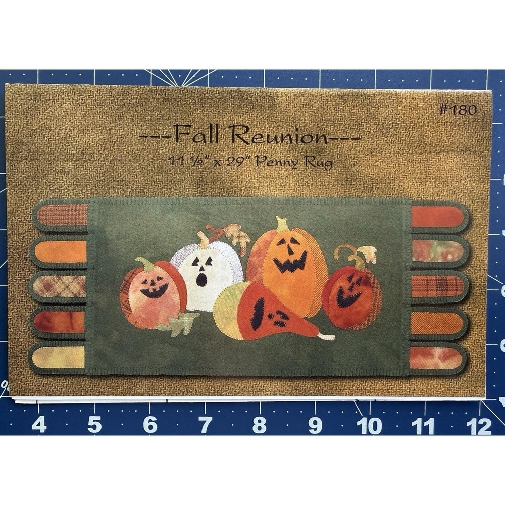 Threads That Bind 11.5"x9" Halloween Pumpkin Penny Rug Pattern: FALL REUNION